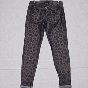 Baby Phat Metallic Leopard Print Skinny Jeans Blue Bronze Low Rise size 3 14"